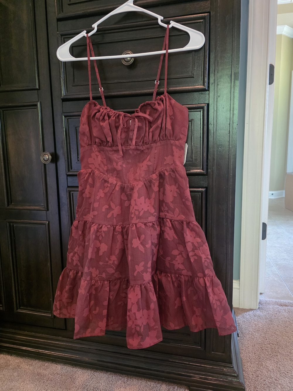 Altar'd State Burnt Red Floral Mini Dress